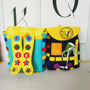 Montessori ransel sensorik mainan taman kanak-kanak merasa papan sibuk usia 1-5 tas sekolah kartun ritsleting Autistic balita hadiah - Product Image 5