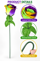 Fleur artificielle en gros de 11 pouces pour le Mardi Gras, rose, violette, verte, dorée, pour défilé, fête, événement, décoration