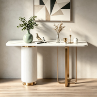 Console d'entrée en pierre de style européen, démontable et assemblable, table longue minimaliste moderne à poser contre le mur pour salon d'hôtel