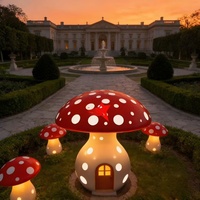 Maison en forme de champignon lumineuse à LED personnalisée, pour l'intérieur et l'extérieur, aire de jeux pour enfants, statue en fibre de verre, sculpture, décoration de jardin
