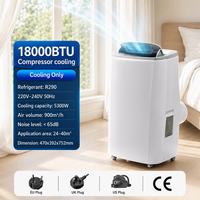 Climatiseur portable 18000 BTU 110V 220V 3-en-1 (refroidissement, chauffage, déshumidificateur) intelligent avec télécommande, prise UK/EU, gaz R290