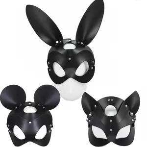 Atacado Couro Sm Máscara Facial Estilo Prom Cosplay Pu Sexy Máscara Facial Cat Rabbit Mask