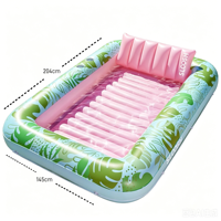 Nouveau modèle en stock d'usine : Chaise longue flottante gonflable en PVC pour deux personnes, pliable, motif feuille d'érable, lit flottant parfait