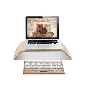 الطبيعية الخيزران الخشب محمول حامل شاشة الكمبيوتر المحمول الناهض لماك بوك iMac