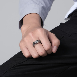 Owl <b>Titanium</b> Steel <b>Ring</b> Band With Crystal Inlay Unisex Fashion Jewelry Gift - Product Image 2