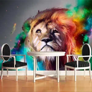 KOMNNI Custom Poster Mural Modern Design Colorful Lion Wallpaper Bedroom Living Room Background 3D Photo Wallpaper Wall Covering