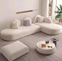 Canapé modulaire en tissu de style italien, luxe léger, crème, vintage, minimaliste, moderne, inclinable, écologique, pour villa