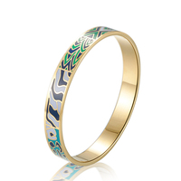 Bracelet émaillé personnalisé en acier inoxydable, vente en gros, plaqué argent,