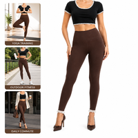Leggings de yoga taille haute personnalisés pour femme avec bordure en dentelle blanche, pantalon de compression moulant pour l'entraînement, le yoga et le quotidien