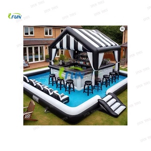 Outdoor <strong>Floating</strong> Inflatable PVC Swimming Pool <strong>Bar</strong> <strong>Tent</strong> with Seats Custom Design for Adults Garden Party Beach Backyard Events - Product Image 2