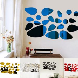 18Pcs/<b>Set</b> Removable Self-adhesive <b>Wall</b> Stickers 3D Pebble Decals <b>Mirror</b> Surface Acrylic Living Room Ornament DIY Home Decoration - Product Image 5
