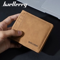 Dompet Pria Kulit PU Baellerry Baru Model Tipis Lipat Dua Dengan Resleting dan Tempat Kartu, Dompet Pendek Pria
