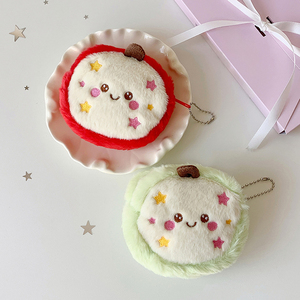 Monedero de Peluche Suave Personalizado OEM con Diseño de Manzana, Bolsa Pequeña con Cremallera y Sonrisa de Fruta, Regalo de Cumpleaños para Amigos - Product Image 3
