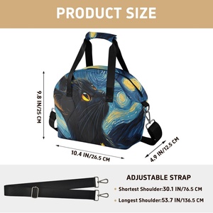 Sac à lunch isotherme personnalisé imprimé avec un chat noir, durable et imperméable, facile à transporter et à garder au chaud pour les pique-niques - Product Image 2