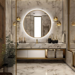 Espejo de Baño Moderno LED de 32 Pulgadas, Espejo de Pared con Marco Dorado Retroiluminado, Luz Inteligente Antivaho, Espejo Redondo para Sala de Estar y Salón - Product Image 6