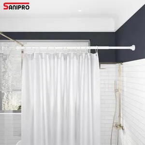 SANIPRO Adjustable Drill Free Towel Drying Racks Metal Door Rail Rod Extendable Telescopic Bathroom Shower Curtain Poles