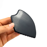 Outil de massage facial en obsidienne noire naturelle pour le lifting de la peau, anti-âge, grattage corporel, planche Gua Sha