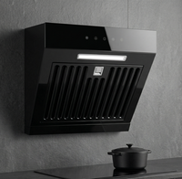 Hotte de cuisine murale intelligente avec panneau en verre, commande vocale IA et moteur en cuivre pour maison connectée