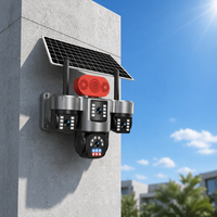Caméra de sécurité extérieure solaire à 4 objectifs avec suivi de mouvement humain, audio bidirectionnel, vision nocturne, étanche, carte SIM 4G