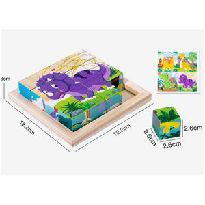 Ventes chaudes Animaux de la ferme <span class=keywords><strong>Dino</strong></span> Jungle 16 pièces Blocs de correspondance de dessins animés à six faces Puzzles <span class=keywords><strong>3D</strong></span>, <span class=keywords><strong>Puzzle</strong></span> en bois <span class=keywords><strong>3D</strong></span>, <span class=keywords><strong>Puzzle</strong></span> <span class=keywords><strong>3D</strong></span> - Product Image 6