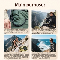 Porte-clés en paracorde tressé Cobra 7 brins 4 mm 550 lb avec mousqueton tactique – Équipement de survie pour la randonnée, le camping, les clés et les outils d'identification