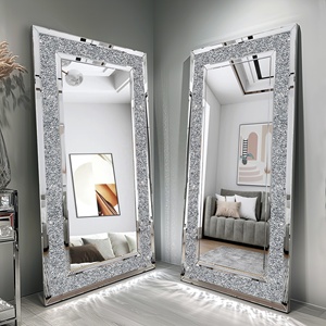 Custom Sparkly Luxury Decor <b>Mirror</b> Crushed Diamond Large Standing Decor <b>Mirror</b> Rectangular Framed Crystal Dressing Body <b>Mirror</b> - Product Image 2