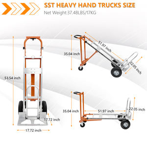 3-in-1 Konvertierbarer Hochleistungs-Sackkarren aus Aluminium, klappbar, mit Luftreifen und ergonomischem Griff für Bauwesen und Logistik - Product Image 4