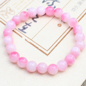 Peach Chalcedony <b>Bracelet</b> 8mm Round Beads Single Strand Men Women Couple Jewelry Everyday Wear - Product Image 4