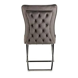 B8044 Xám Bạc Nhung Bàn Ăn Ghế - Product Image 1