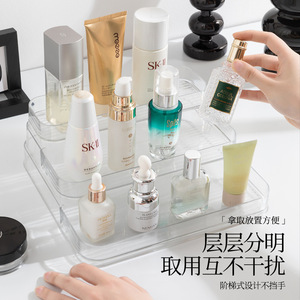 Transparent Acrylic Three Tier Cosmetic Organizer With <b>Drawers</b> For Desk Makeup <b>Storage</b> Modern Style <b>Plastic</b> Container - Product Image 4