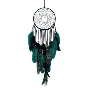 <span class=keywords><strong>Attrape</strong></span>-rêves décoratif mural haut <span class=keywords><strong>de</strong></span> gamme, <span class=keywords><strong>attrape</strong></span>-rêves créatif avec perles lumineuses, plumes <span class=keywords><strong>de</strong></span> <span class=keywords><strong>paon</strong></span>, artisanat naturel - Product Image 1