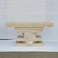Table en travertin avec design empile de livres, table console de style chinois pour couloir
