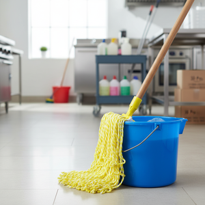 MOP IN MICROFIBRA KENTUCKY PER LAVORI UMIDI 200 Grs. BIANCO/ARANCIONE (scatola da 30 pezzi) ALTA QUALITÀ E LUNGA DURATA - Product Image 3