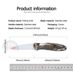 Couteau de poche tactique pliable en acier inoxydable de haute qualité KS1660, design camouflage, personnalisable, étui en cuir DIY, lame OEM - Product Image 6
