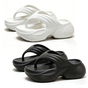 Women's Platform <b>Flip</b> <b>Flops</b> Black And White Non Slip Soft EVA Sole Summer Casual <b>Beach</b> Sandals Open Toe 5cm Thick Sole - Product Image 1