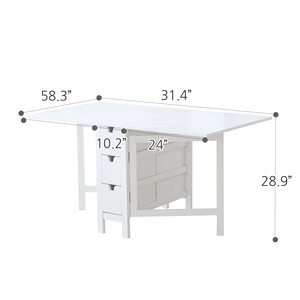 Tavolo da <span class=keywords><strong>Cucina</strong></span> Pieghevole Salvaspazio, Design Moderno Bianco per Piccoli Appartamenti e <span class=keywords><strong>Arredamento</strong></span> Compatto - Product Image 2