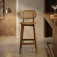 Tabouret de bar moderne en bois avec assise en contreplaqué finition teintée pour îlot de cuisine ou café