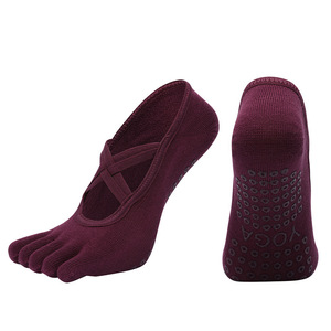 Calcetines de Cinco Dedos Chic Studio para Mujer, Tonos Sólidos, Algodón Peinado, Banda Cruzada y Agarre Completo - Product Image 5