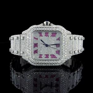 Reloj de Lujo con Moissanita Cuadrada y Cuarzo, Elegante Reloj de Diseño en Acero Inoxidable con Detalles de Piedras Preciosas Brillantes - Product Image 1