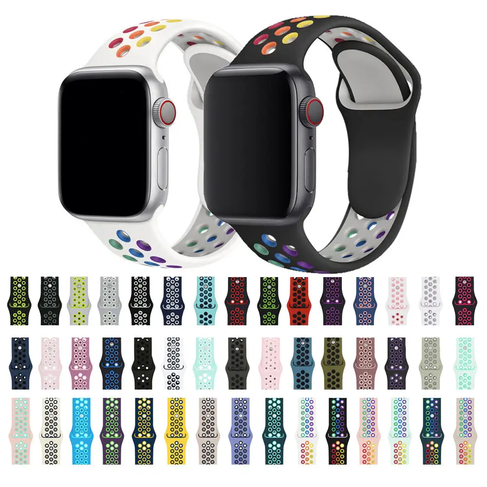 Spor Band kayışı için IWatch serisi 7 lüks yedek silikon saat kayışı kayış Apple izle serisi 7 6 5 4 3 2 1 SE 40MM