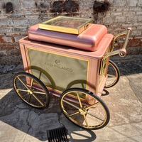 Chariot-bar à champagne personnalisé Chariot à pousser mobile pour verres à vin à champagne à vin pour les mariages et les fêtes