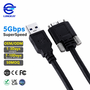 Lungkay สายชาร์จ <span class=keywords><strong>USB</strong></span>-A กับ <span class=keywords><strong>Micro</strong></span> <span class=keywords><strong>USB</strong></span> พร้อมสกรูล็อก M2 5Gbps สายโอนเร็ว Usb3สายไมโคร B 0 - Product Image 1