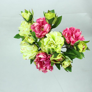 Fournitures en gros pour <span class=keywords><strong>fleuriste</strong></span> arrangement de pièce maîtresse de mariage 2 têtes blanc rose rouge vraie touche soie pivoine fleur artificielle - Product Image 3