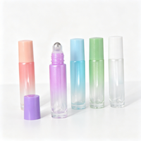 Flacon roll-on en verre dégradé nacré multicolore de 10 ml avec bille en acier inoxydable pour l'aromathérapie, les cosmétiques et les huiles essentielles