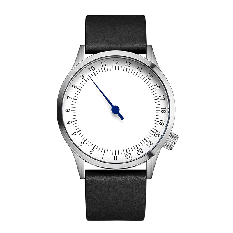 Cadran blanc + bracelet en cuir noir