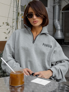 เสื้อฮู้ดไหมพรมปักลายสำหรับผู้หญิง แขนยาว ทรงหลวม สไตล์สตรีทแวร์ สำหรับฤดูใบไม้ร่วงและฤดูหนาว พร้อมโลโก้ปัก - Product Image 5
