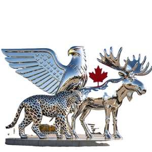 Luxury Hollow-out Polished Metal Sculpture Stainless Steel Statue <b>for</b> <b>Garden</b> Decor - Product Image 3