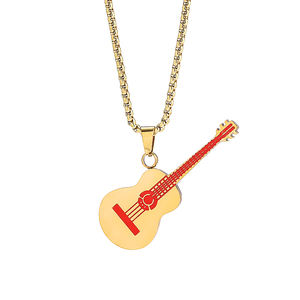 قلادة أنيقة على شكل جيتار لعشاق الموسيقى والأصدقاء المقربين - إكسسوار هيب هوب للرجال والنساء - Product Image 4