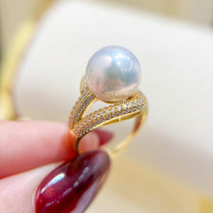 Anillo de Plata S925 con Soporte para Cuentas Redondas de 12-13 mm, Accesorios de Perlas para Hacer Joyas, 1994 - Product Image 1