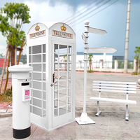 Support de décoration de mariage OEM en fer et métal, cabine téléphonique rose de Londres à vendre